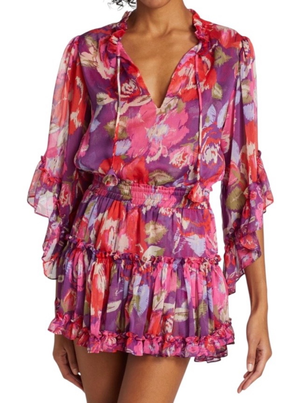 NWT MISA Los Angeles Coming Up Roses Ximena Mini Dress - Sz M